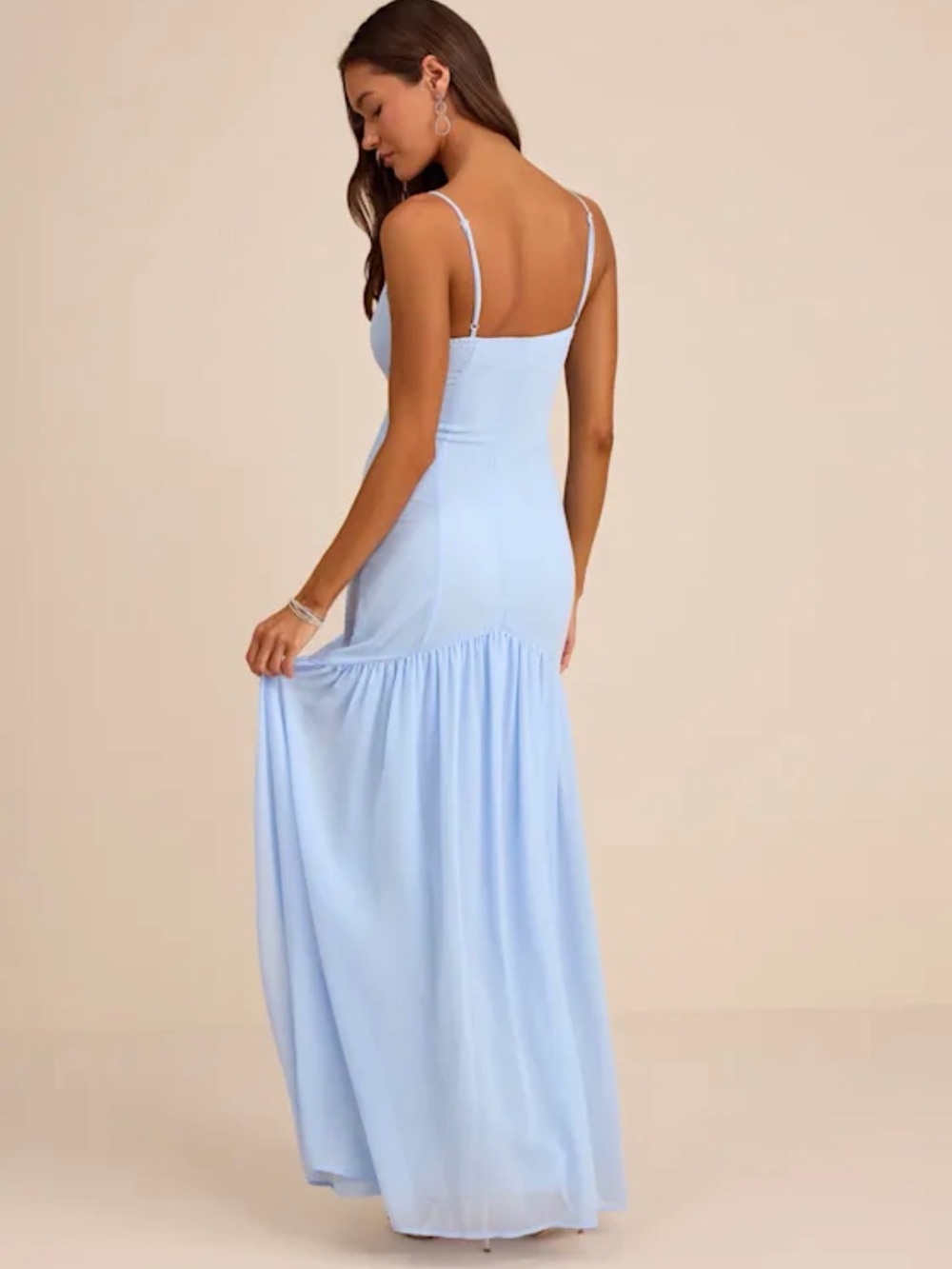Lulu's Powder Blue Spaghetti-Strap Maxi Dress - Picture 2 of 3